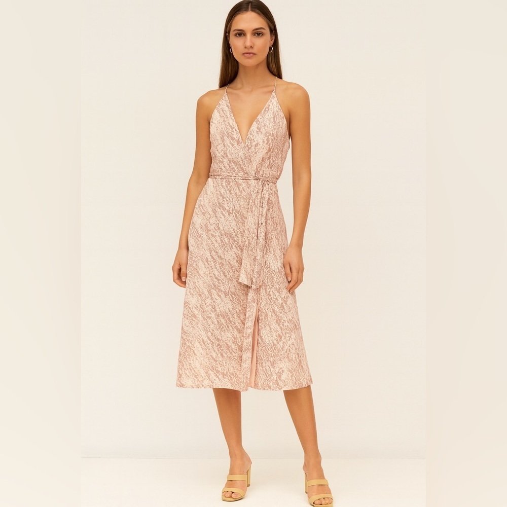 Gentle Fawn Wrap Midi Dress Floral Boho V Neck Size Small